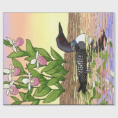 MN Staat Bird Blume Loon Lady Slipper Geschenkpapier (Flach)