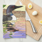 MN Staat Bird Blume Loon Lady Slipper Geschirrtuch (Viertel Falte)