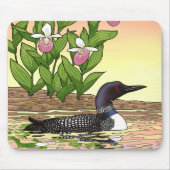 MN Staat Bird Blume Loon Lady Slipper Mousepad (Vorne)