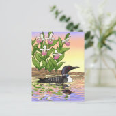 MN Staat Bird Blume Loon Lady Slipper Postkarte (Stehend Vorderseite)