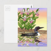 MN Staat Bird Blume Loon Lady Slipper Postkarte (Vorne/Hinten)