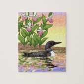 MN Staat Bird Blume Loon Lady Slipper Puzzle (Vertikal)