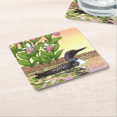 MN Staat Bird Blume Loon Lady Slipper Rechteckiger Pappuntersetzer (angewinkelt)