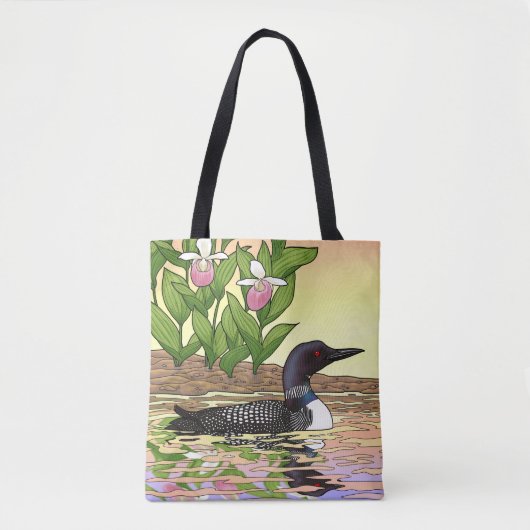 MN Staat Bird Blume Loon Lady Slipper Tasche (Vorderseite)