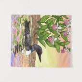 MN Staat Bird Blume Loon Lady Slipper Wandteppich (Vorderseite (Horizontal))