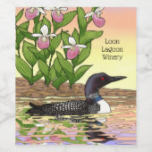 MN Staat Bird Blume Loon Lady Slipper Weinetikett (Einzelnes Label)