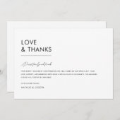 Mninimalist Black & White Einfache Einmalige Hochz Dankeskarte (Vorne/Hinten)