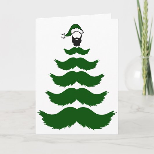 Mo Mustache Weihnachtsbaum Beard Green Mustache Karte (Vorderseite)