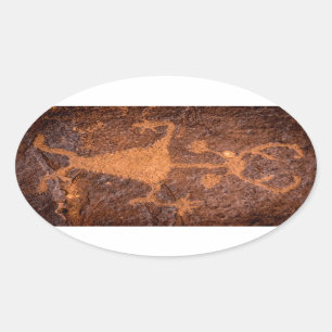 Moab Man Petroglyph Portrait - Utah Ovaler Aufkleber