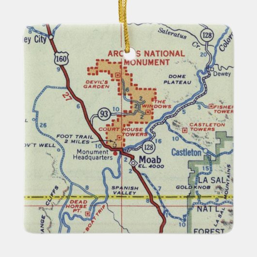 Moab Retro Map Keramikornament (Vorderseite)