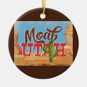 Moab Utah Cartoon Desert Vintage Travel Keramik Ornament