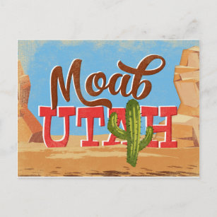 Moab Utah Cartoon Desert Vintage Travel Postkarte
