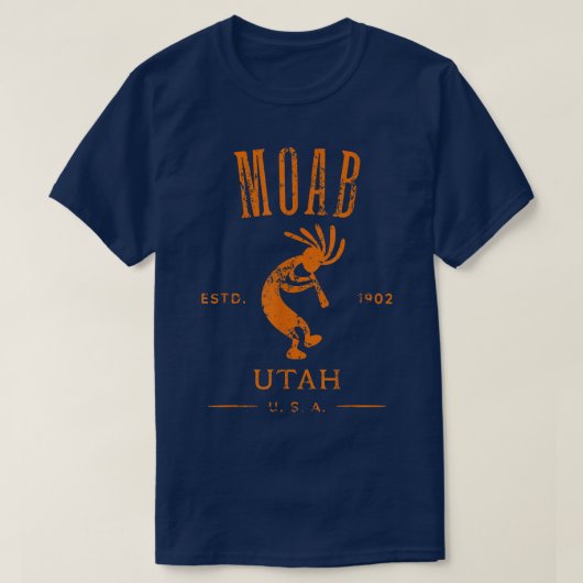 Moab Utah Kokopelli Souvenir gestresstes Design T-Shirt (Design vorne)