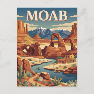 Moab Utah Roter Felsen Retro Vintage Reiseposter Postkarte