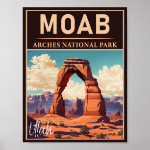Moab Utah Vintag Sunset Arches Adventure Outdoor Poster