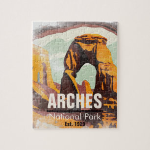 Moab Utah Vintage Sonnenuntergang Bögen Aquarell O Puzzle