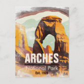 Moab Utah Vintage Sonnenuntergangsbögen Wasserfarb Postkarte (Vorderseite)