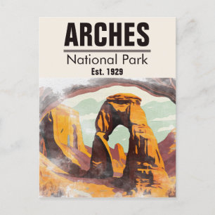 Moab Utah Vintage Sonnenuntergangsbögen Wasserfarb Postkarte