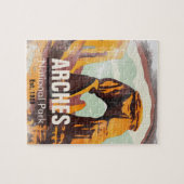 Moab Utah Vintage Sonnenuntergangsbögen Wasserfarb Puzzle (Horizontal)