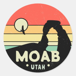Moab Utah Vintage Wüstenuntergang Retro-Souvenir 6 Runder Aufkleber