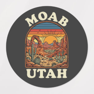 Moab Utah Wüstenuntergang Retro Südwest Reise Etiketten