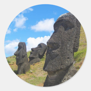 Moai auf der Osterinsel Rano Raraku Runder Aufkleber