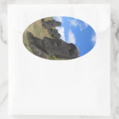 Moai bei Rano Raraku, Osterinsel Ovaler Aufkleber (Tasche)