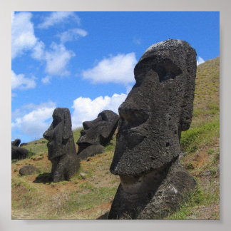Moai bei Rano Raraku, Osterinsel Poster