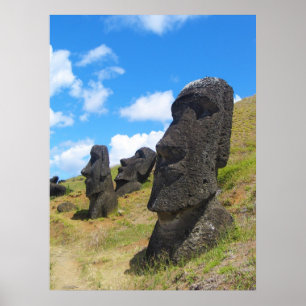 Moai in Rano Raraku Osterinsel Poster
