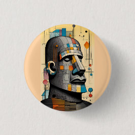 Moai - Ken Gage Tiki Art Button