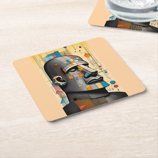 Moai - Ken Gage Tiki Art Rechteckiger Pappuntersetzer (angewinkelt)