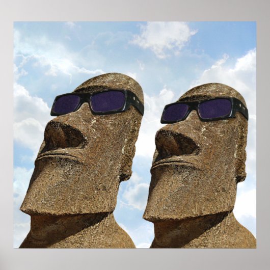 Moai mit Sonnenbrille - Poster (Vorne)