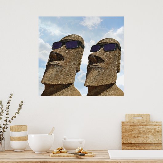 Moai mit Sonnenbrille - Poster (Küche)