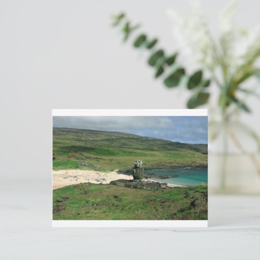 Moai Statue Anakena Beach Rapa Nui Osterinsel Postkarte (Stehend Vorderseite)