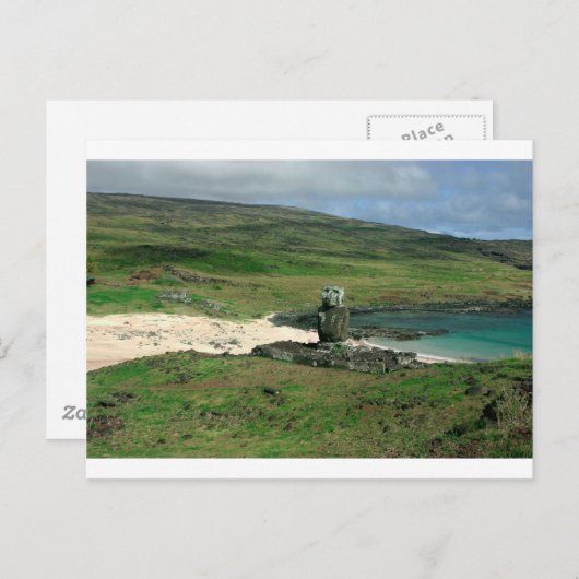 Moai Statue Anakena Beach Rapa Nui Osterinsel Postkarte (Vorne/Hinten)