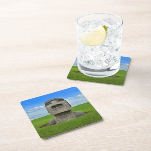 Moai Statue Osterinsel Reisetourismus Denkmal Rechteckiger Pappuntersetzer (Vor Ort)