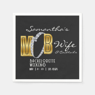 Mob Ehefrau & Cocktails Black Bach Junggeselinnen- Serviette