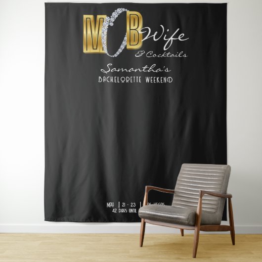 Mob Ehefrau Martini Schwarzer Junggeselinnen-Absch Wandteppich (Beispiel)