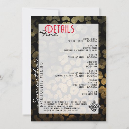 Mob Ehefrau & Martinis Black Bach Junggeselinnen-A Einladung (Rückseite)