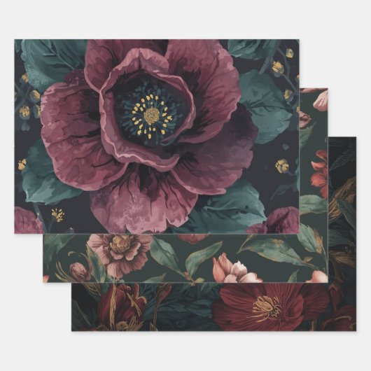 Möbel Heimwerken Dunkle Botanische Geschenkverpack Geschenkpapier Set (Set)