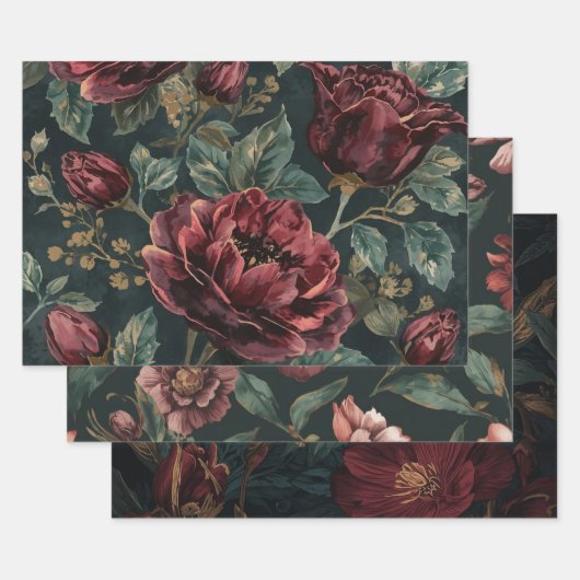 Möbel Heimwerken Dunkle Botanische Geschenkverpack Geschenkpapier Set (Set)