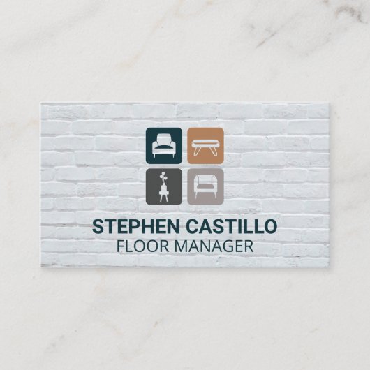 Möbel-Symbole | Ziegelmauer Visitenkarte (Vorderseite)