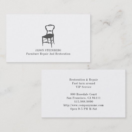 Möbelreparatur und -wiederherstellung-Visitenkarte Visitenkarte (Vorne/Hinten)