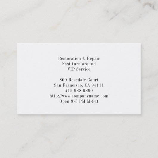 Möbelreparatur und -wiederherstellung-Visitenkarte Visitenkarte (Rückseite)