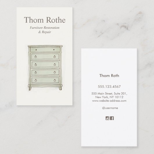 Möbelrestaurierung, -veredelung und -reparatur telefonnummerkarte (Vorne/Hinten)