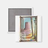Möbelturm, Wyoming Vintages Camping drucken. Magnet (Vorderseite/Rückseite)