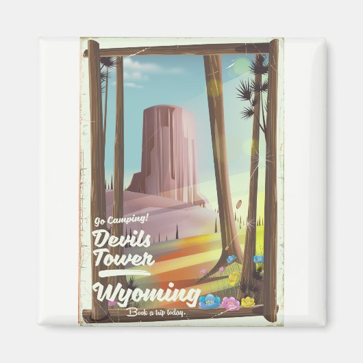 Möbelturm, Wyoming Vintages Camping drucken. Magnet (Vorne)