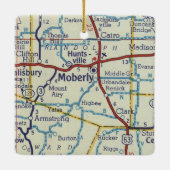 Moberly MO Vintag Map Keramikornament (Rückseite)
