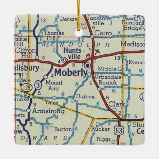 Moberly MO Vintag Map Keramikornament (Rückseite)