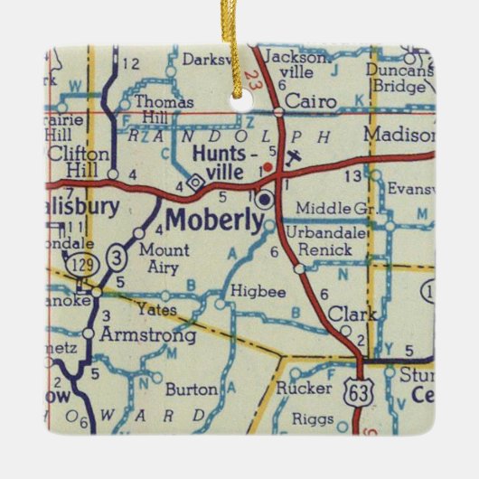 Moberly MO Vintag Map Keramikornament (Vorderseite)
